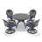 5-Piece Patio Dining Set, 47.24" Round Dining Table & 4 Swivel Chairs with Blue Cushions-1103737168