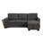 92" Modern Linen Pull Out Sectional Sofa With Storage Chaise,USB Port And Cup Holder-1089574143