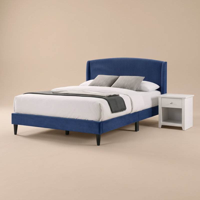 Ensemble de chambre à coucher 4 pièces Caren, Black/White, 4 Pcs: Bed, Dresser, 2 Nightstands, King