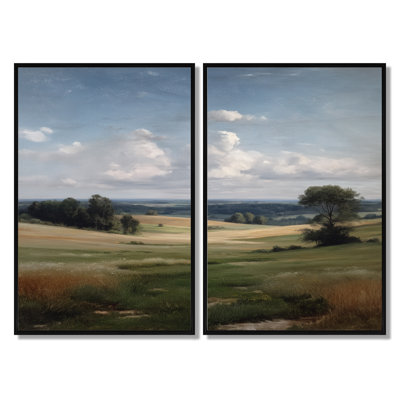 «Calming Meadows In The South Of France - France», art mural sur toile, voyage vert encadré 2 pièces