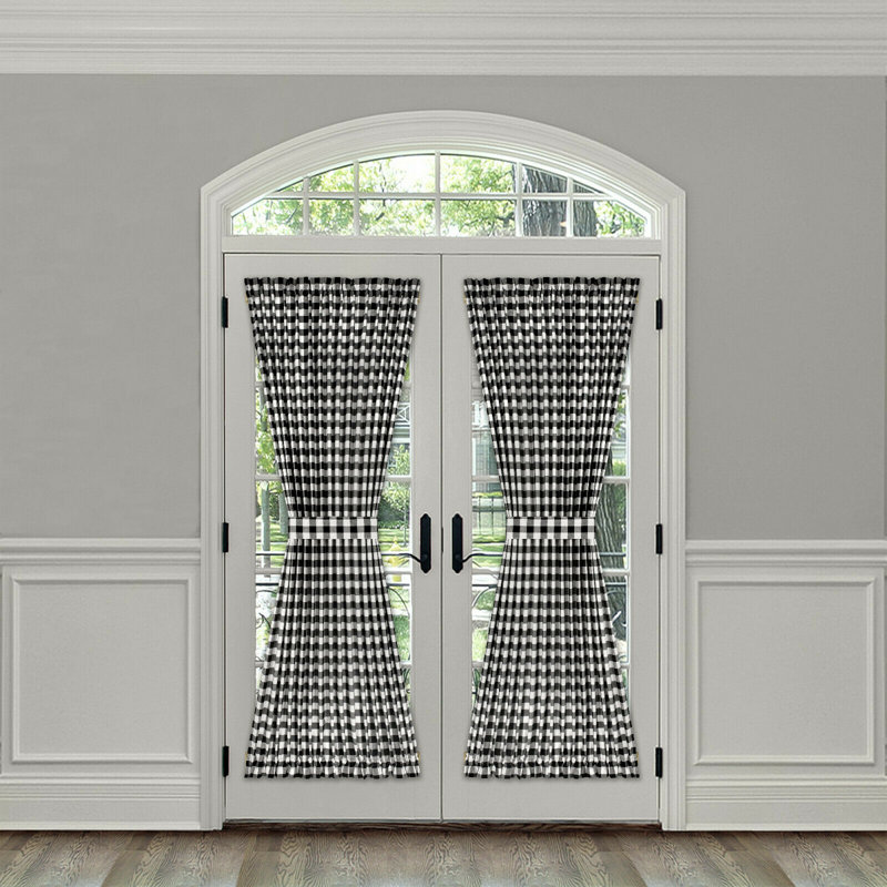 Ikuhiro Semi Sheer Curtain Single Panel, Black, 25" W x 72" L