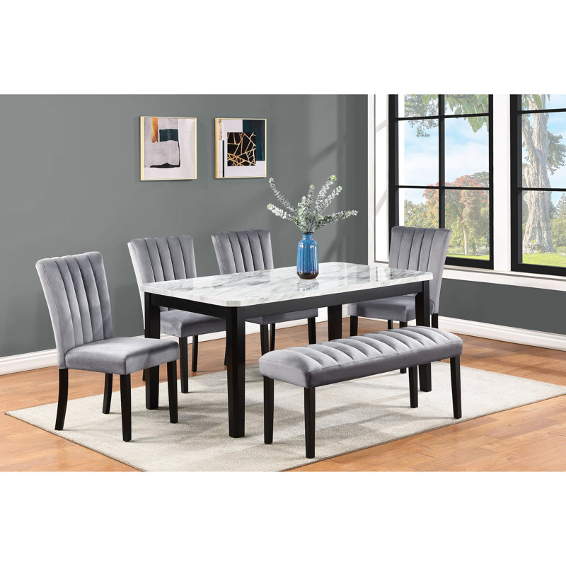 1pc gris noir banc salle à manger tissu de velours tissu d'ameublement de salle à manger meubles en bois