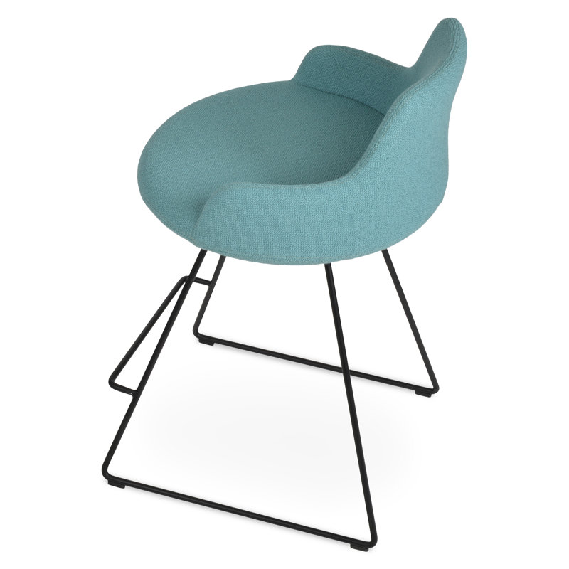 Tabouret de bar et de bar Dervish, Noir, Bleu vert, Tabouret de comptoir (siège d'une hauteur de 24,5