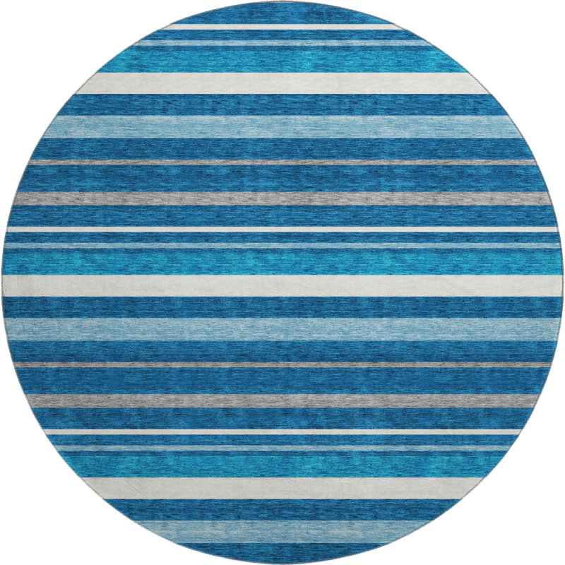 Premium Machine Washable Prisco Denim Rug, Round 8'