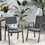 Chaises d'extérieur modernes avec assise en corde tissée, aluminium, gris foncé, de 2, structure ergonomique en aluminium gris, ténacité
