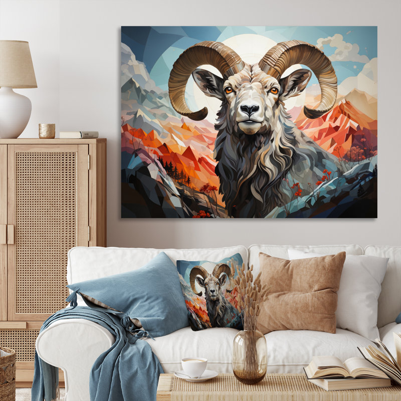 Goat Mountain Guardian géométrique, H 16 po x l 32 po x P 1 po, Toile tendue