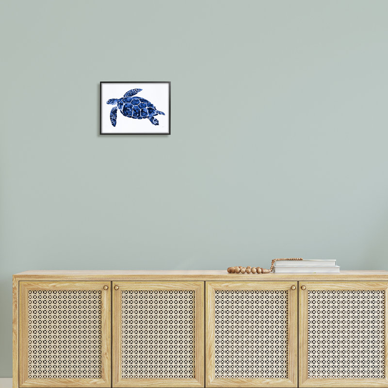 Tortue bleue mouchetée, Giclée encadrée noir minuit, H 11 po x l 14 po x P 1,5 po