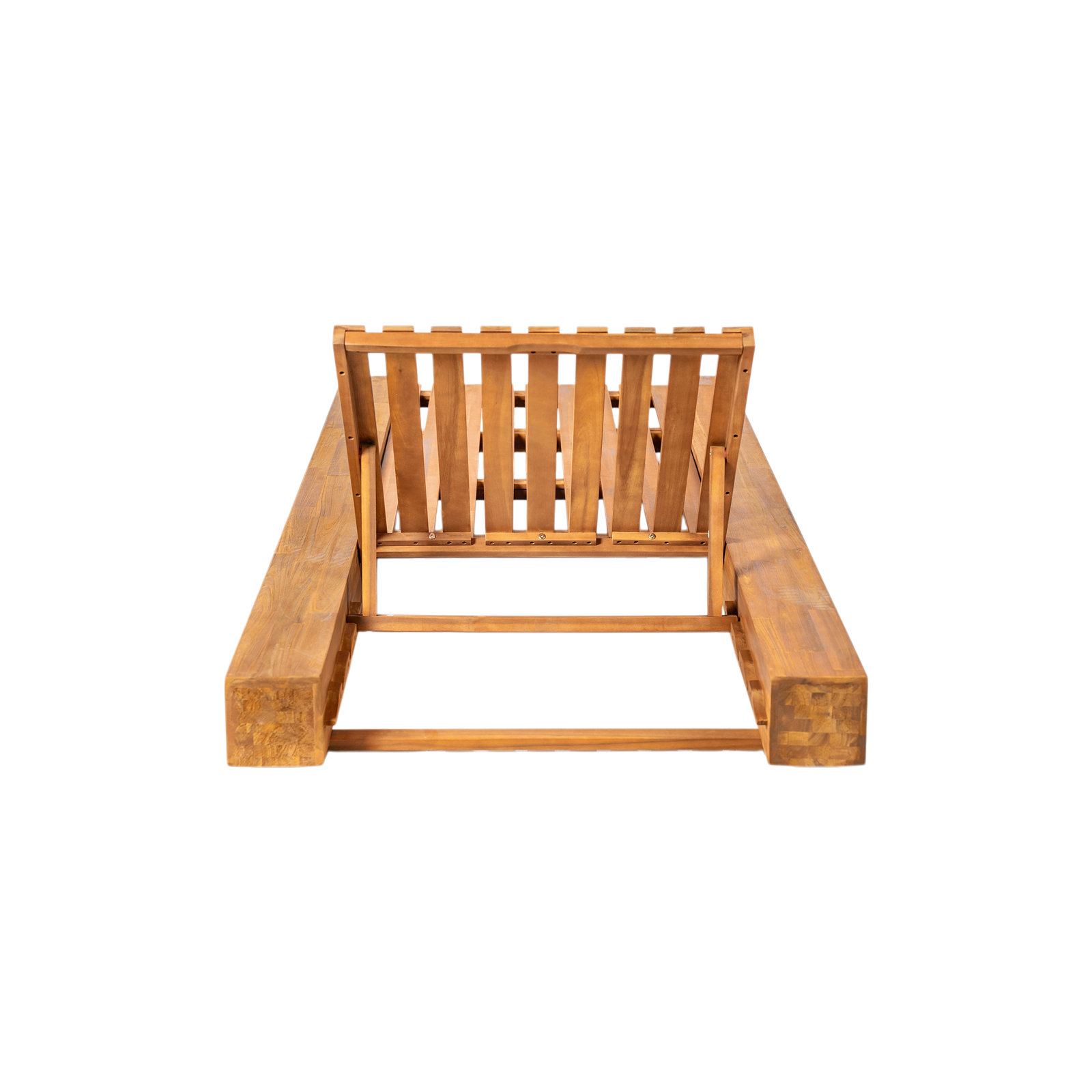 Donnie 39" Acacia Patio Chaise Lounge Set, Sandblast Teak Frame / Cream Cushion, 1