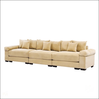 130 Inch Oversized Cloud Modular Sectional Couch, Premium Corduroy 3-Seater Sofa with Extra-Thick Armrests and Ergonomic Design for Maximum Comfort