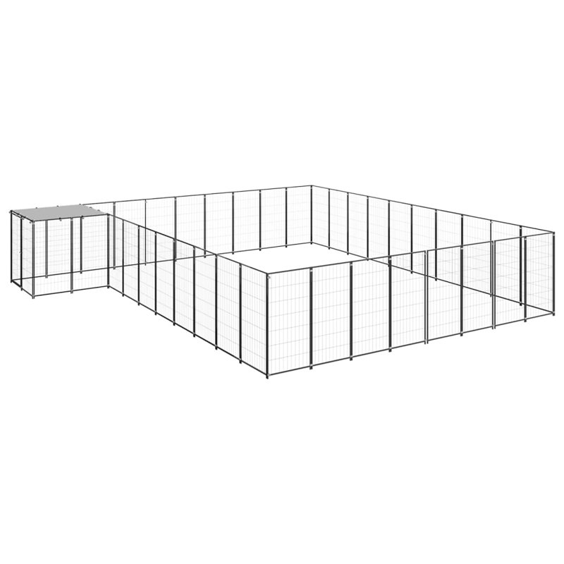 Pettit 43.31cm H Metal Yard Kennel With Door, Black
