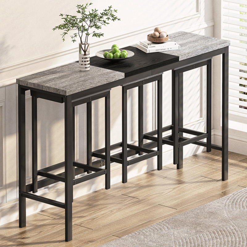 Ensemble de table de salle à manger longue avec 3 tabourets, Gris, Gris