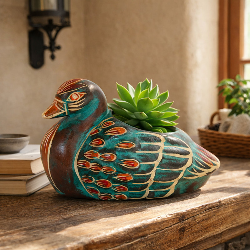 Clay Decorative Duck Planter