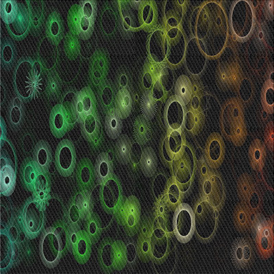 Tapis vert/orange/noir à motifs