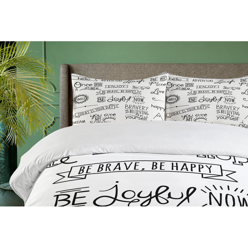 King Size Black and White Microfiber Duvet Cover Set