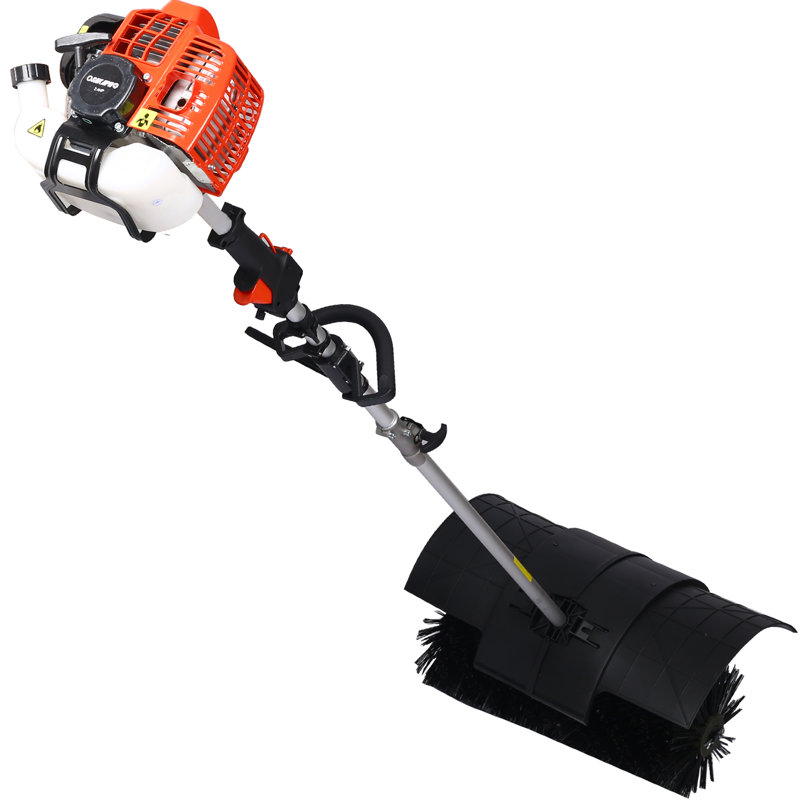 Balai mécanique à essence - Moteur 2 temps 52cc (1 700 W haute puissance), brosse en nylon de 21 x 10 po (conforme EPA), poignée incurvée ergonomique de 79,5 po, détachable léger pour neige / sable / feuilles (allées / trottoirs)
