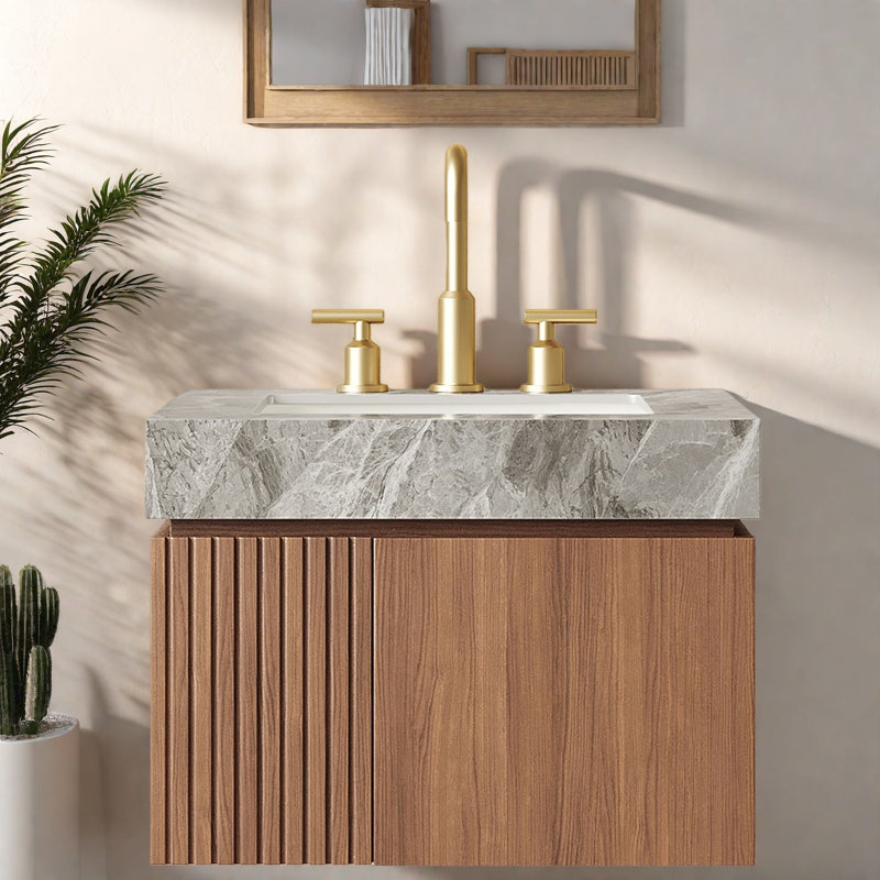 Meuble-lavabo moderne en bois de 24 po (doit inclure le meuble-lavabo et le lavabo) avec rangement