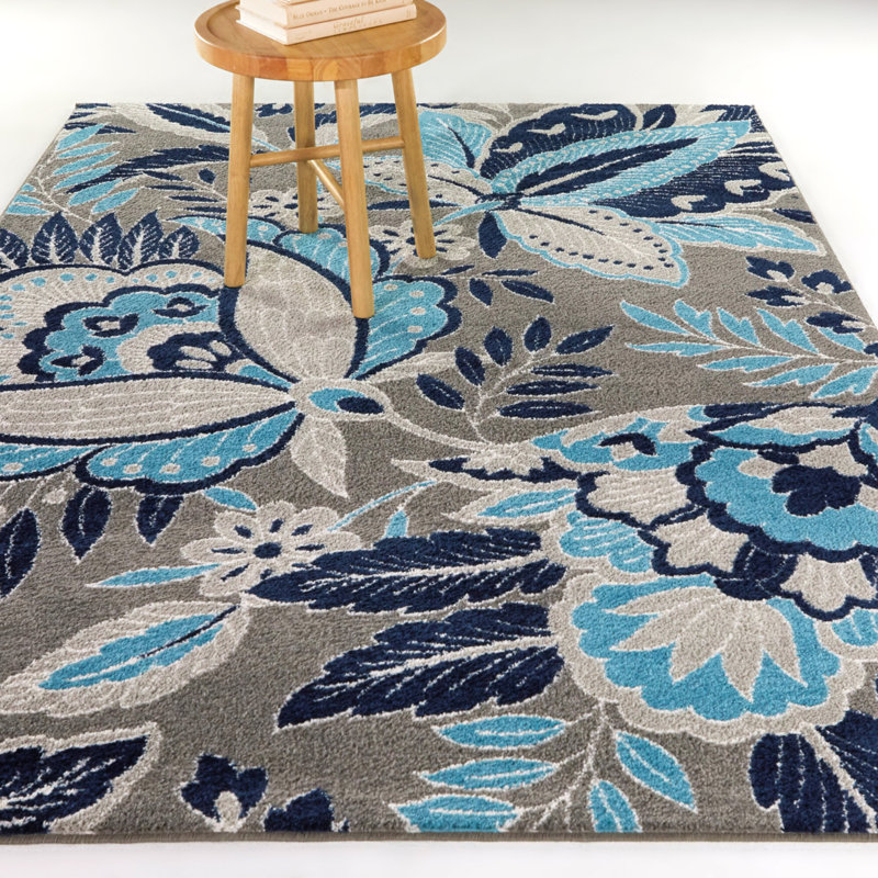 Henar Floral Indoor Rug, Rectangle 5'3" x 7'