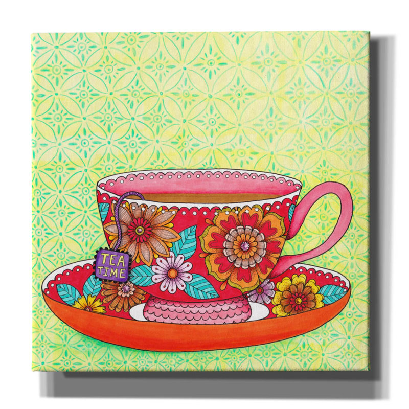 «Teatime Teacup» par Hello Angel, art mural sur toile, H 18 po x l 18 po x P 0,75 po