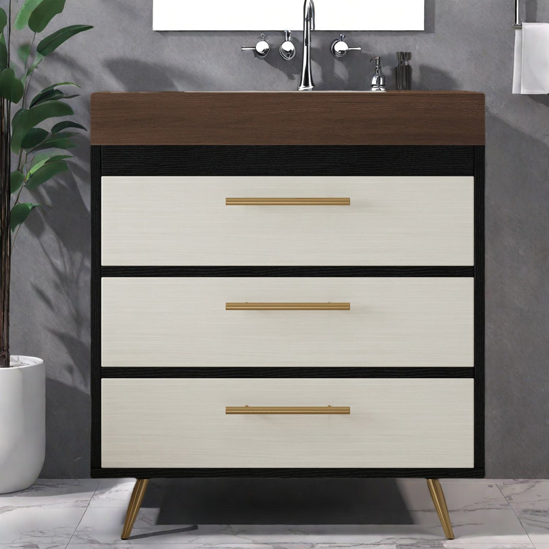 Meuble-lavabo compact compact avec lavabo et comptoir en céramique durable