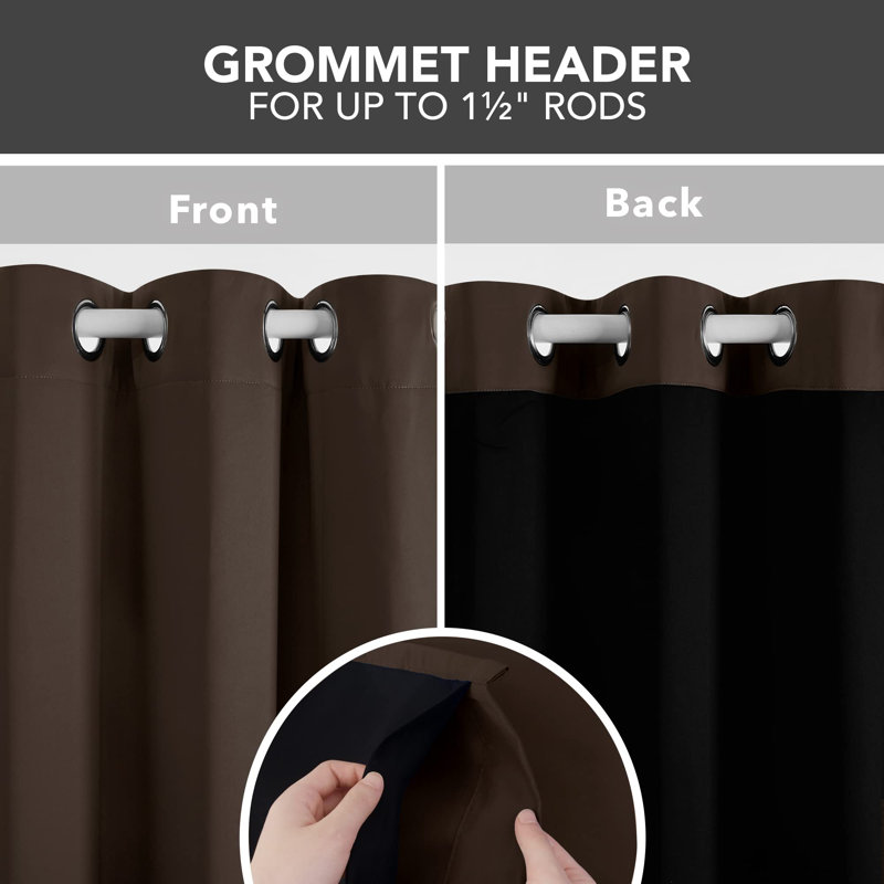 100 Percent Blackout with Liner Grommet Curtain Panel (Set of 4), 52" W x 95" L, Burlywood