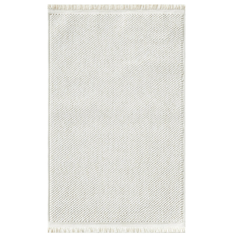 Tapis texturé à franges, Cream, Rectangulaire 2 pi x 3 pi