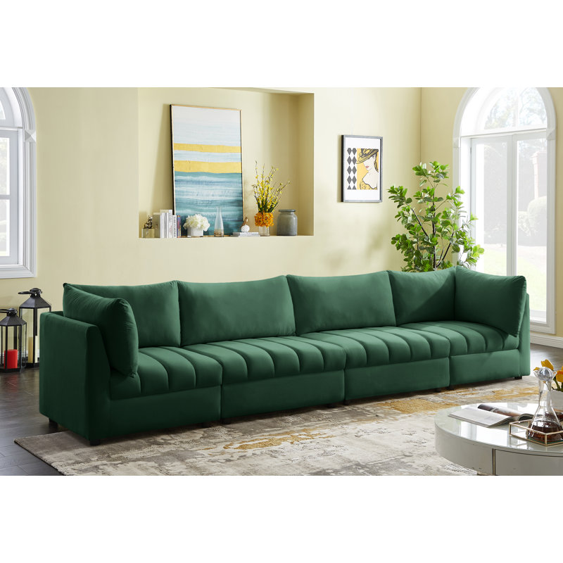Ensoll Velvet Modular Sofa, Green Velvet