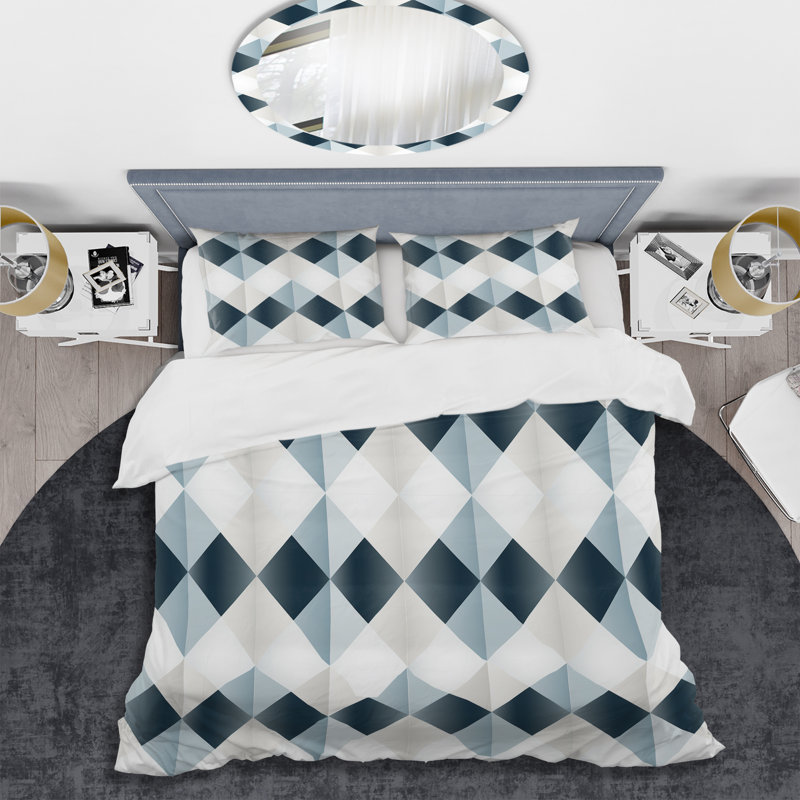 Nordic Geometric Serenity - Ensemble de housse de couette géométrique, Housse de couette pour grand lit et 2 taies décor