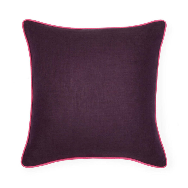 Manarola Square Pillow Cover & Insert, Aubergine/Flamingo