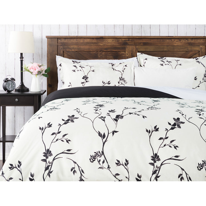Ensemble de housse réversible pour couette, Housse de couette grand et 2 taies décoratives, Noir