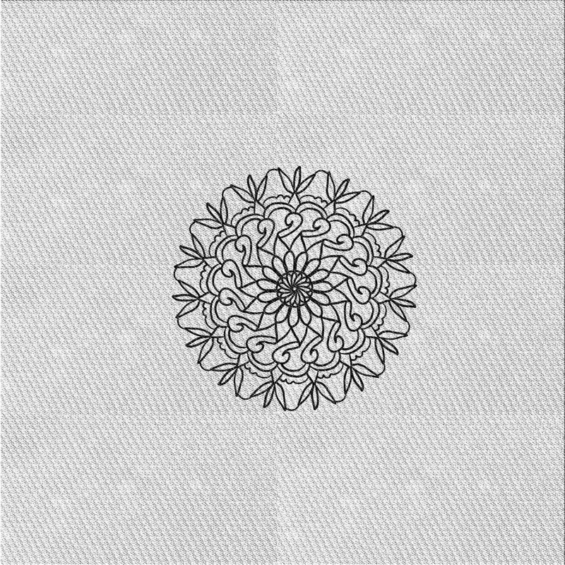 Tapis blanc/noir tissé à la machine, Carré 5 pi