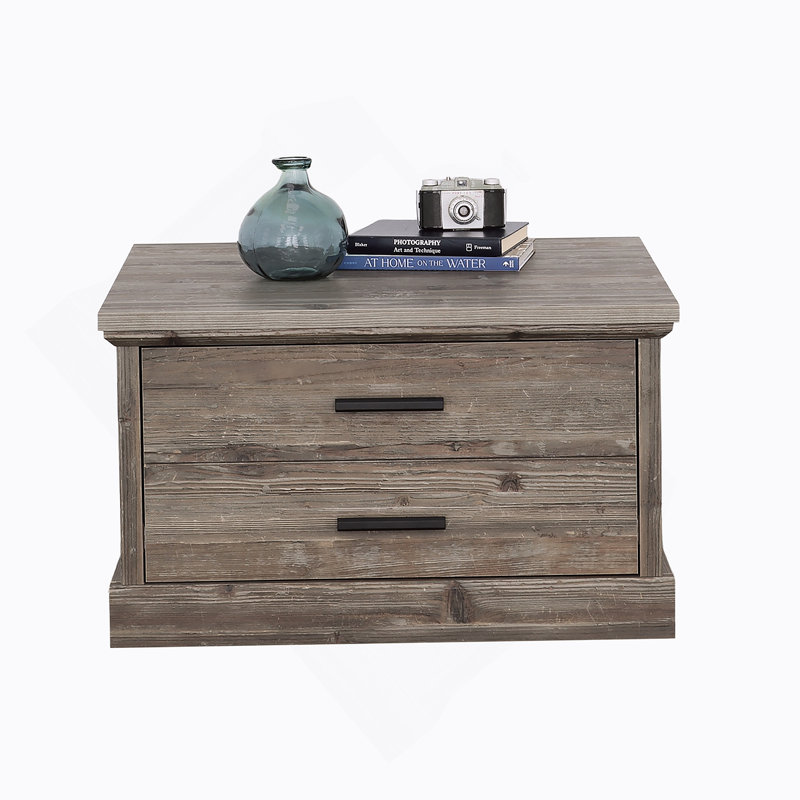 Table basse en bois de pin rustique avec rangement spacieux et conception durable pour des salons confortables, Bois de pin