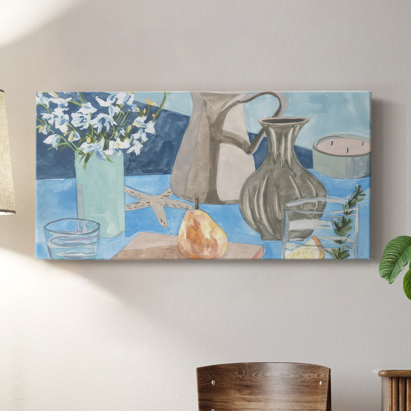 Bleu nature morte I - Toile tendue avec châssis - Prêt à accrocher, H 24 po x l 48 po