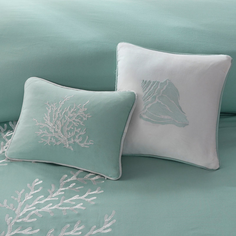 Oversized Cotton Jacquard Comforter Set Aqua
