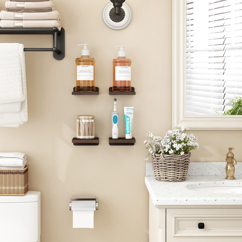 Ottava Square Paulownia Floating Shelf, Dark Carbonized Black