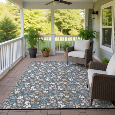 Tapis Lamanna ACN3066 à motif animal, lavable à la machine, pour intérieur et extérieur.