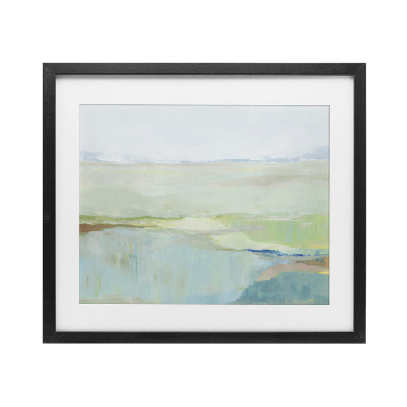 «Spring Glow Landscape», reproduction d'art sous verre encadrée par Ian C., H 13 po x l 16 po, Cadre noir minuit