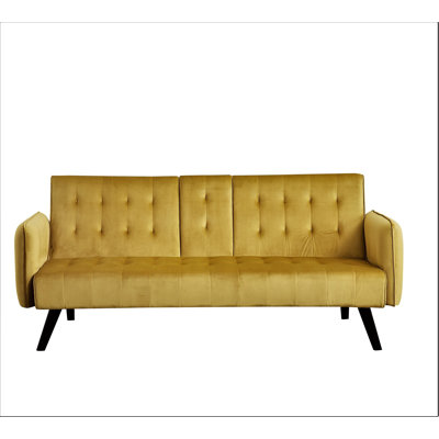 Convertible velvet sofabed with cup holder by Mercer41