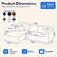 Canapé d'angle modulaire en flanelle de 276 cm (108,66 po), livré en rouleau avec 5 coussins, aucun assemblage requis, orange-87663165-88743566