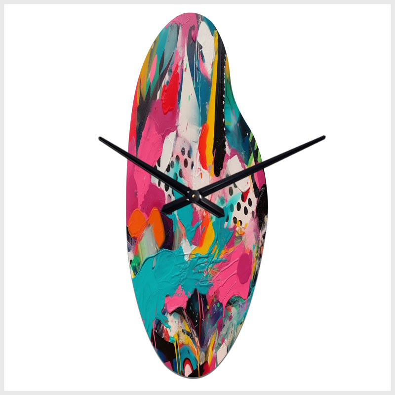 Dalores - Curved Shape Large Abstract 3D Wall Clock, Moyenne