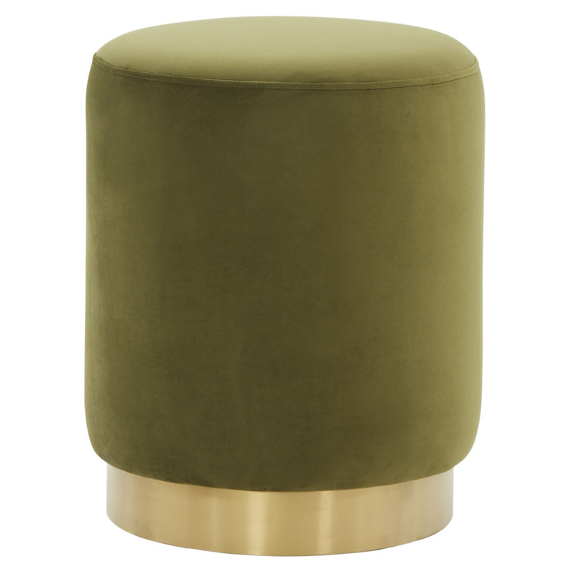 Skye Velvet Ottoman, Olive Green