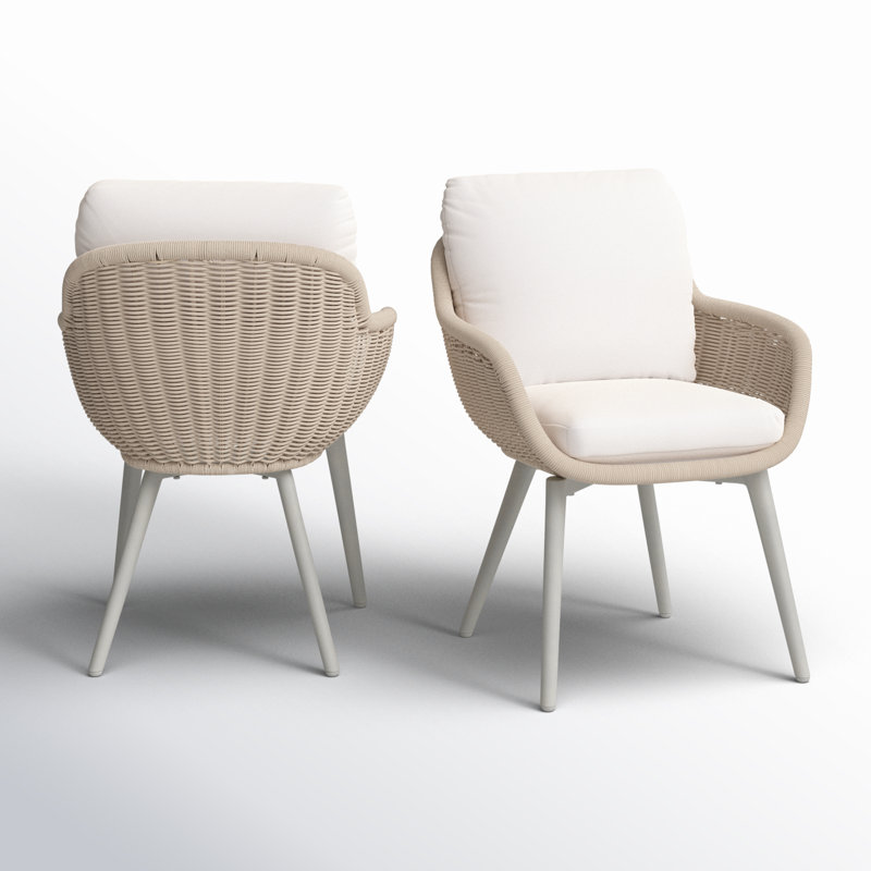 Ensemble de 2 fauteuils de salle à manger d'extérieur avec coussin Orsa