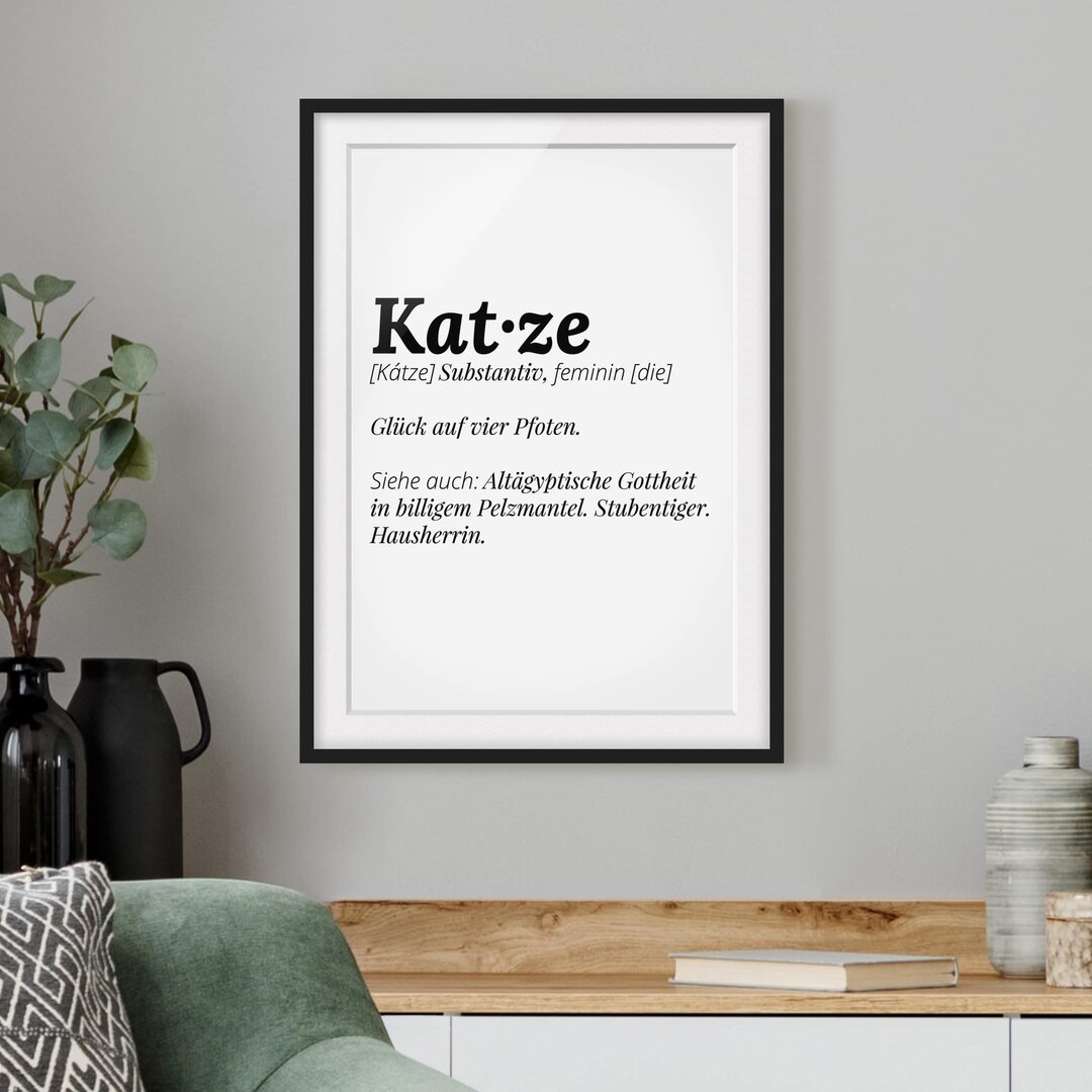 Gerahmte typografische Kunst Die Definition von Katze