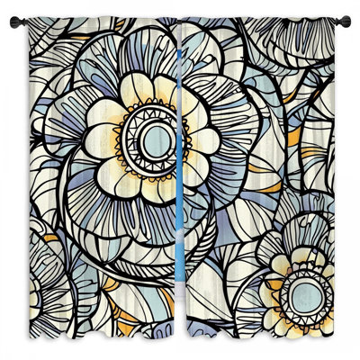 Floral Window Curtains  Pattern Sheer & Room Darkening - 2 Panels