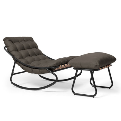Chaise berçante d'extérieur avec repose-pieds Nola