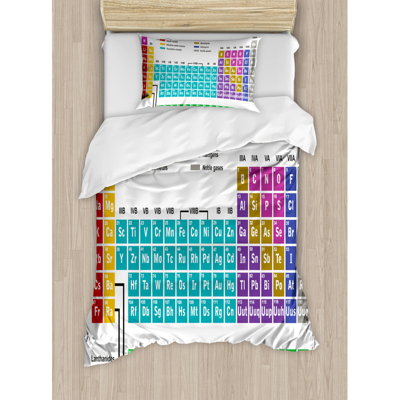 Periodic Table Modern & Contemporary Polyester Geometric Shapes Duvet Cover, Twin