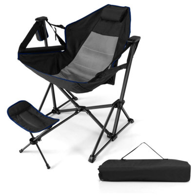 Hammock Camping Chair With Retractable Footrest And Carrying Bag