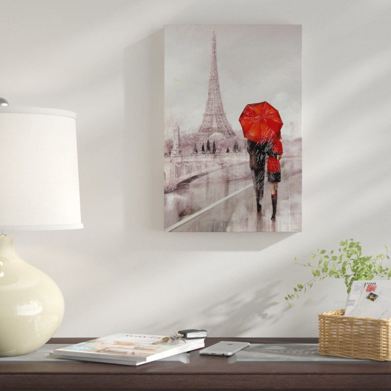 «Moden Couple in Paris» par Ruane Manning - reproduction d'art sur toile, H 36 po x l 24 po x 1,5 po