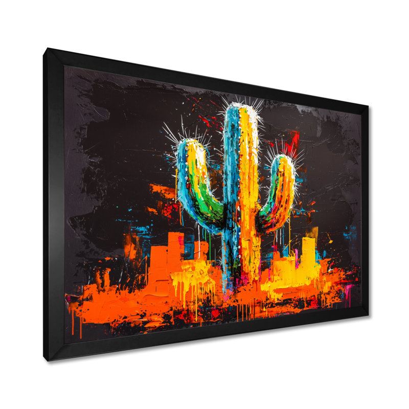 Décoration murale Pop Art Cactus au Nevada - Floral Cactus, H 30 po x l 40 po, Noir