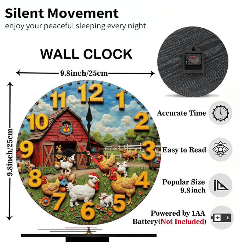 farm animals barn yard clock