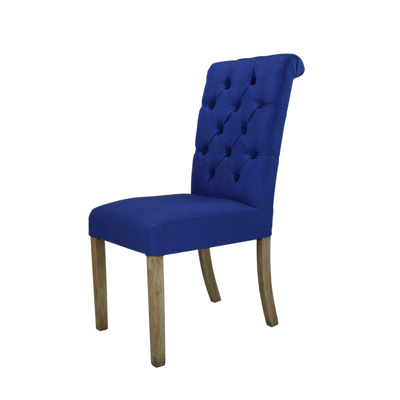 Stanly 19'' H Tufted Velvet Upholstered Oak Parsons Chair, Cobalt